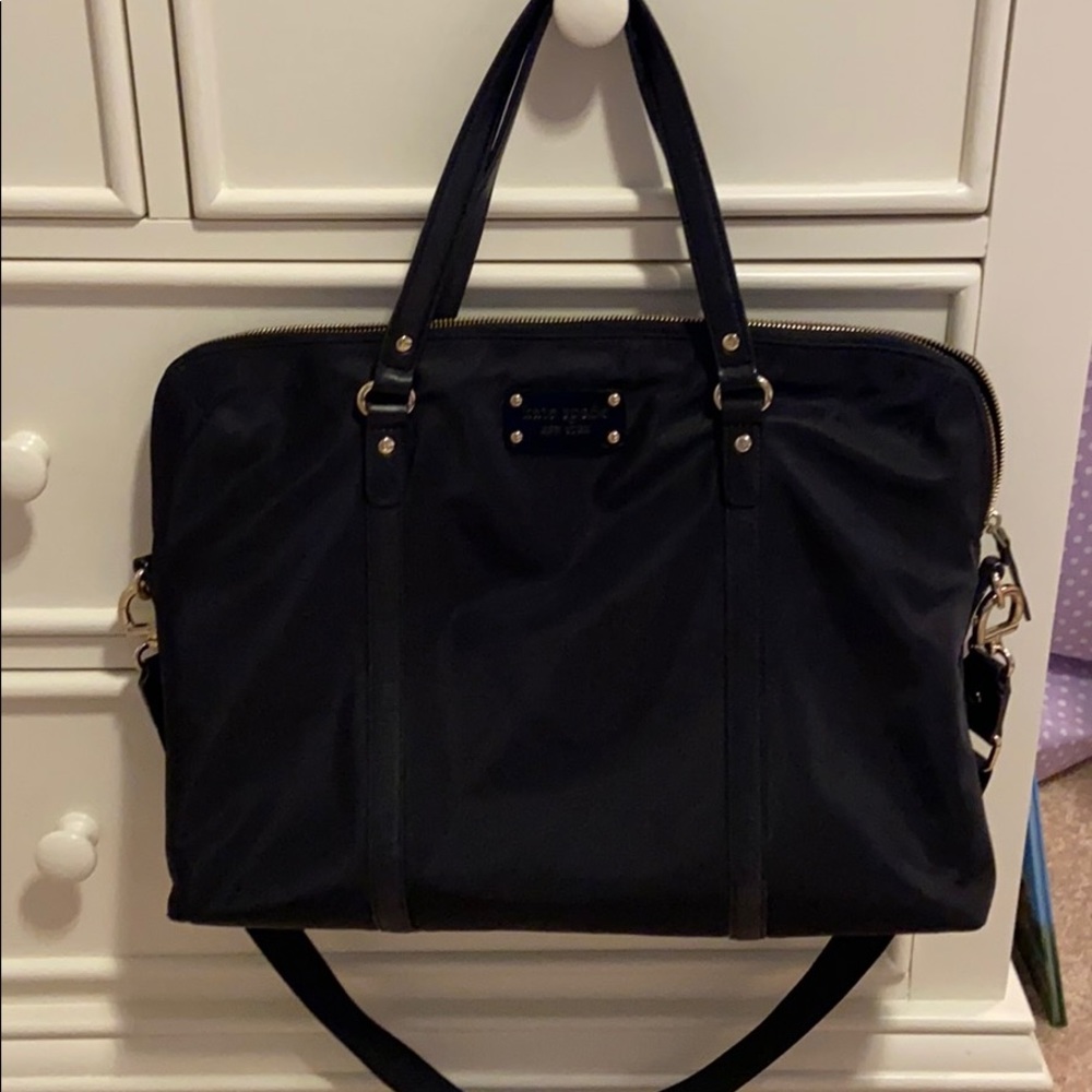 Kate Spade Black Nylon Leather Large Computer Bag
